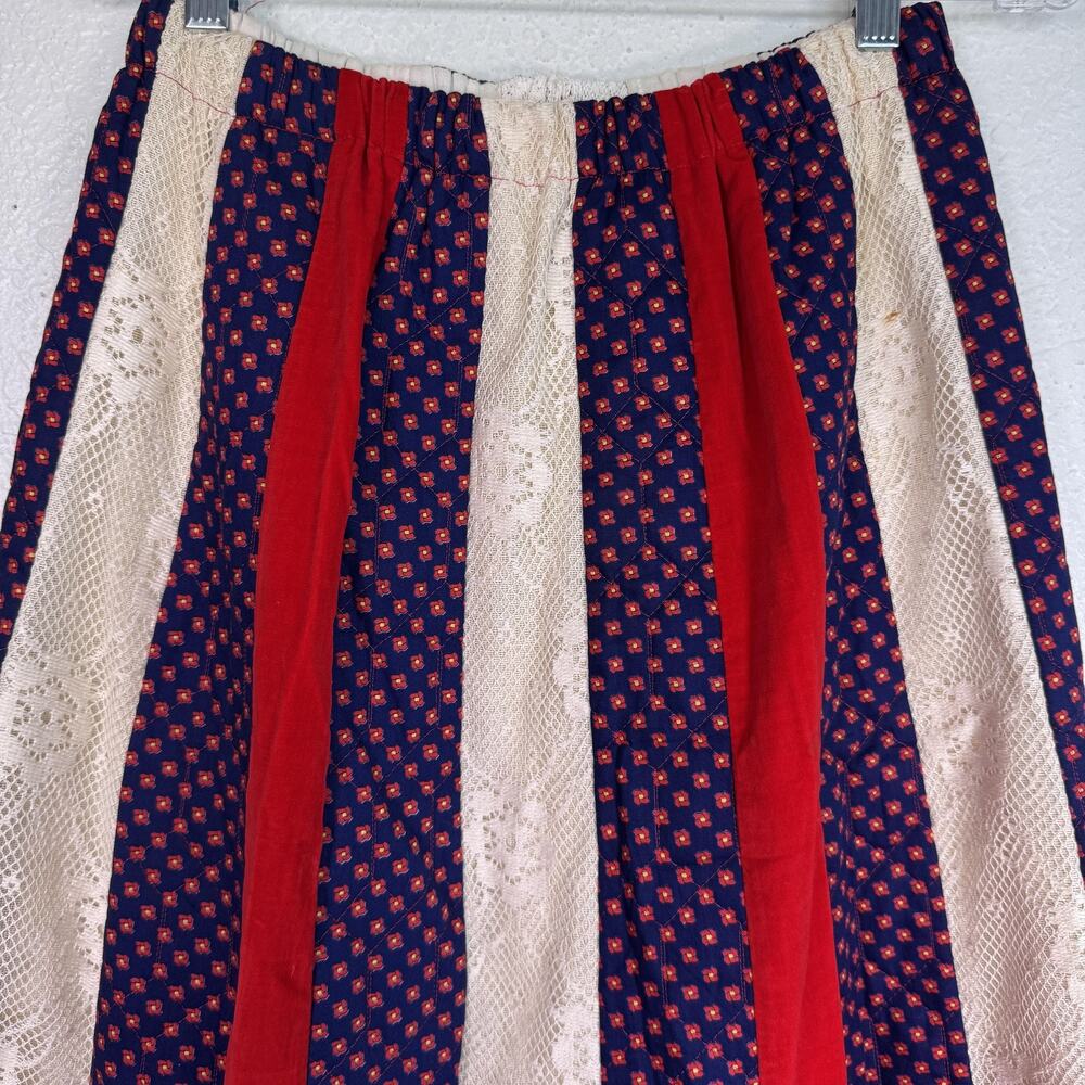 Vintage Chessa Davis Skirt Womens Patchwork Quilted Lace Boho Cottagecore 70s - Picture 4 of 16